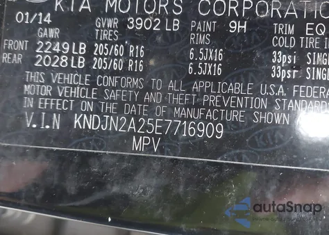 2014 Kia Soul z USA, uszkodzony, nr VIN KNDJN2A25E7716909